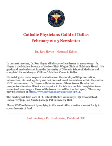 Dr. Roy Heyne - Neonatal Ethics - Catholic Physicians Guild of Dallas