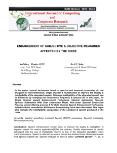 enhancement of subjective & objective measures affected by the noise