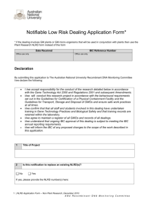 Non-Plant Research-Notifiable Low Risk Dealing (NLRD