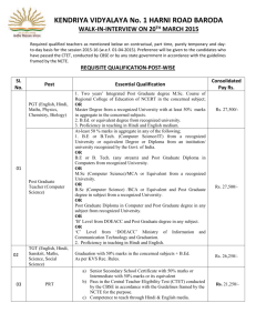 Advertisement for Contractual Appointment(2015-16)