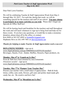 Teacher & Staff Appreciation Information from our PTO