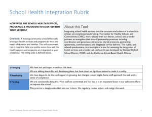 School Health Integration Rubric - Center for Healthy Schools and