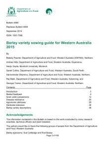 Barley Variety Sowing Guide for WA 2015