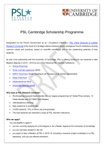 DRAFT PSL Cambridge Scholarship Programme Designated by the