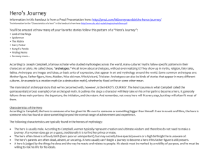 Hero`s Journey Information in this handout is from a Prezi