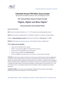 Twentieth Annual TWI Ethics Essay Contest