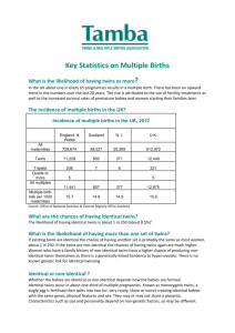 Key Statistics on Multiple Births What is the likelihood of