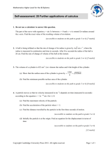 Self-assessment: 20 Further applications of calculus