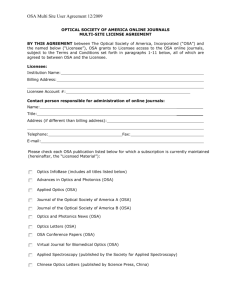OSA Multi Site User Agreement 12/2009 OPTICAL SOCIETY OF