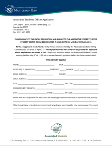 Associated Students Officer Application 100 Campus Center