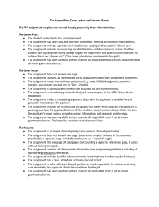 The Career Plan, Cover Letter, and Resume Rubric The “A