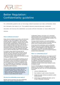 AER Better Regulation confidentiality guideline factsheet