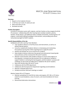 MVCS Job Description RtI & GT Consultant Overview Reports to the