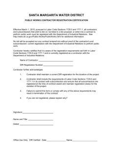 Public Works Contractor Registration Certification