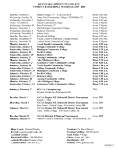 2015-2016 WBB Schedule - Glen Oaks Community College
