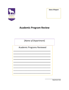 Academic Department Review Outline