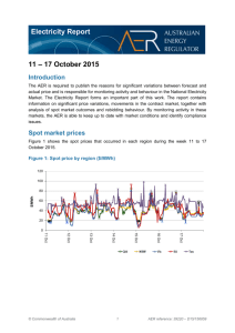 Electricity report 11 - 17 October 2015