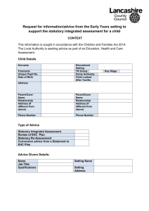 EHC Assessment Advice Form Early Years Setting
