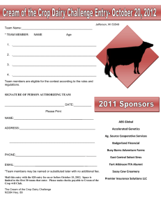 Jefferson County Dairy Challenge Entry Form - Jackson County 4-H