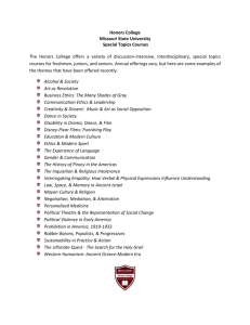 Honors College Missouri State University Special Topics Courses