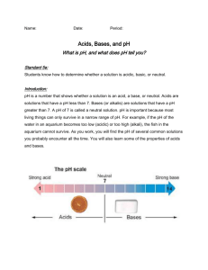 Acids, Bases, and pH What is pH, and what does pH