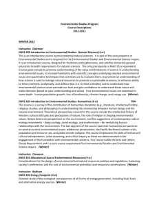Environmental Studies Program Course Descriptions 2011