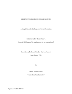 LIBERTY UNIVERSITY SCHOOL OF DIVINITY A Sample Paper for
