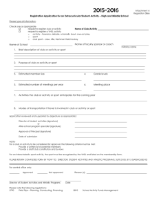 Registration Application for an Extracurricular Student Activity * High