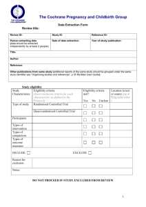 Data Extraction Form - Cochrane Pregnancy and Childbirth