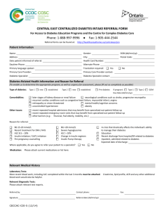 Central East CCAC Centralized Diabetes Intake Referral Form