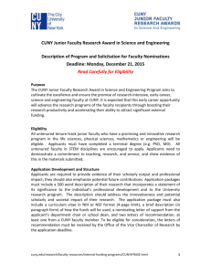 CUNY Junior Faculty Research Award in Science and