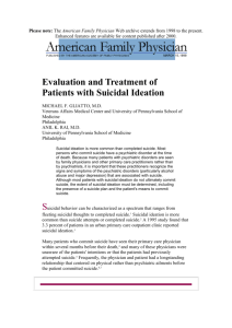Evaluation and Treatment of Patients with Suicidal Ideation