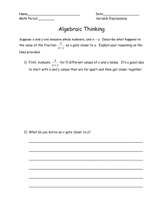 Algebraic Thinking Sheet