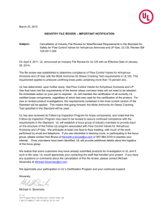 UL125, Cancellation File Review, Effective Date January 28, 2014
