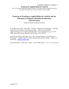 Applied Behavior Analysis - Teachers College Columbia University