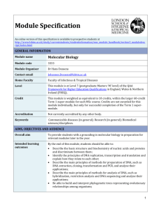 3333 Molecular Biology Module Specification