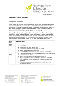 Reading Support for Years 3 and 4 January 2016 SPS