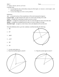 Math 3 Name 5-1 Angles, Chords, and Arcs of Circles Learning