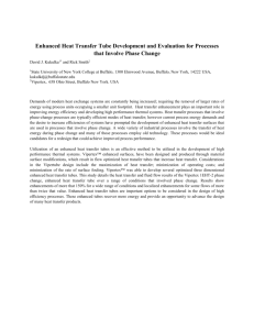 Enhanced Heat Transfer Tube Development and Evaluation for