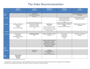 The Duke Neurotransmitter Monday 10/19/2015 Tuesday 10/20