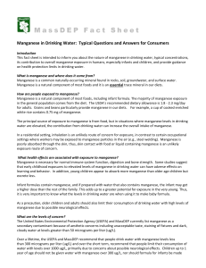 Manganese in Drinking Water Consumer QA