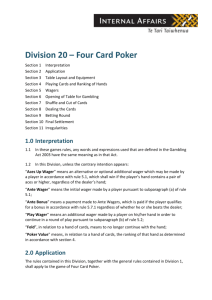 Four Card Poker Game Rules - Department of Internal Affairs