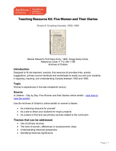 Teaching Resource Kit: Five Women and Their Diaries