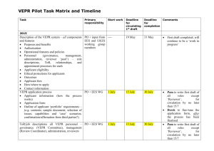 VEPR Pilot Task Matrix and Timeline