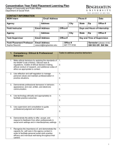 Concentration Year Field Placement Learning Plan