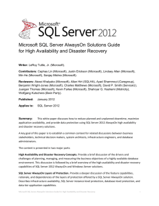 Microsoft SQL Server AlwaysOn Solutions Guide