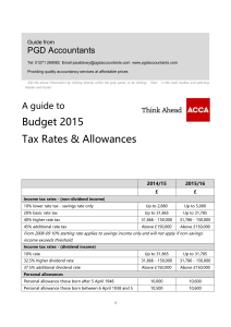 Guide to budge tax rates - allowances 2015