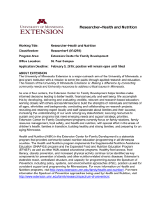 UofMinn Researcher - Health and Nutrition