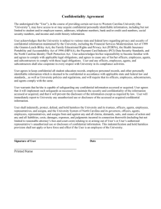 Confidentiality Agreement - Western Carolina University
