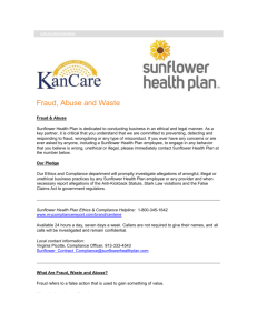 Sunflower Fraud, Abuse and Waste